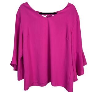 Pink Bell Sleeve Blouse L